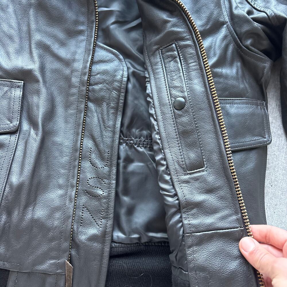Genuine Men’s US Navy Brown Leather Flight Jacket - Picture 4 of 11